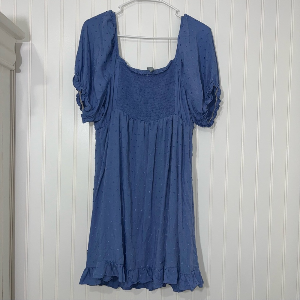 Sky and Sparrow Swiss dot keyhole babydoll blue dress size XXL - Picture 5 of 6